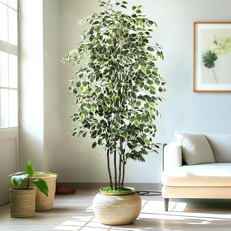 Árbol de Ficus Artificial Grande de 3-6 Pies, Plantas de Palma Falsas con Tacto Real, Árbol de Banyan Artificial de Plástico para Decoración del Hogar, Jardín, Tienda, Fiesta