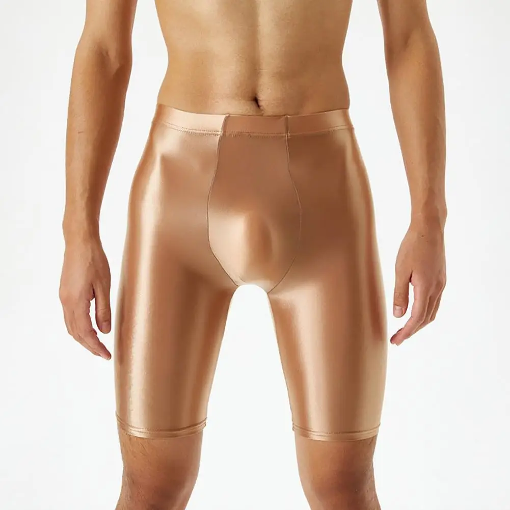 U Convex Men Trainning Exercise Shorts Sexy Sport Fitness Skinny Short Pants Satin Tights Oil Shiny Fitness Shorts Sexy Shorts