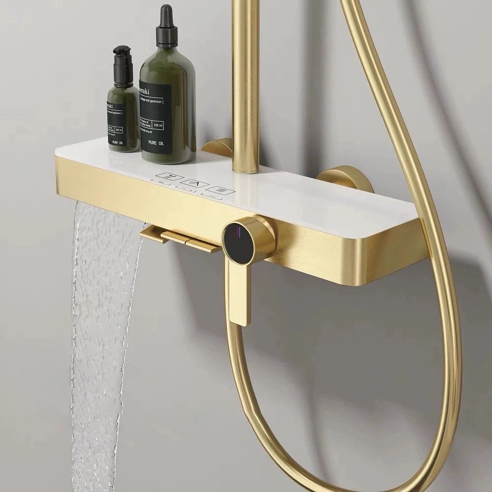 Montado na parede piano digital conjunto de chuveiro do banheiro 12 Polegada chuvas cabeça chuveiro cobre torneira do banheiro sistema chuveiro piano quente e frio