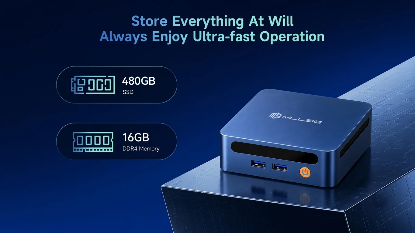 MLLSE NEW M4 Pro Mini PC Intel I7 8665U CPU 16G RAM 480GB ROM Compatible USB 3.2 Win11Pro Desktop Portable WiFi5 BT4.2