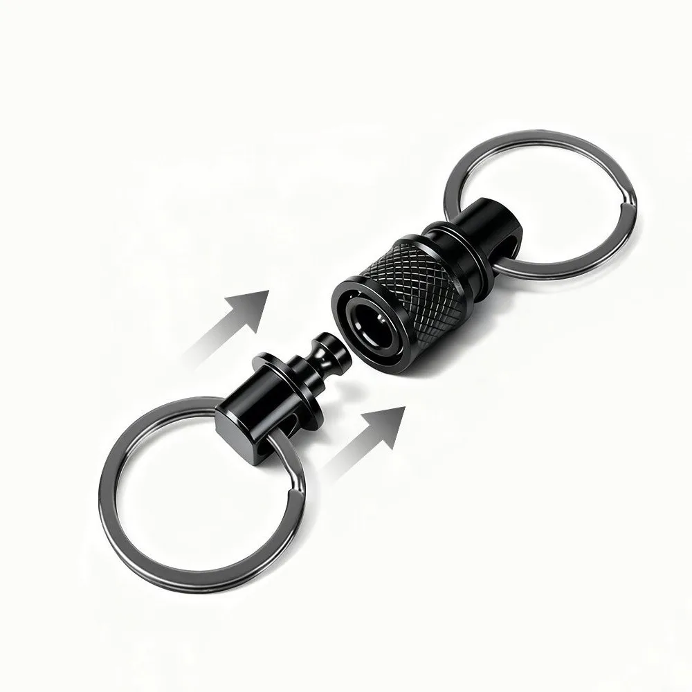 Double Headed Quick Release Keychain 360° Rotation Aluminum Alloy Clip Pull Apart Buckle Retractable Mini Detachable Keychain