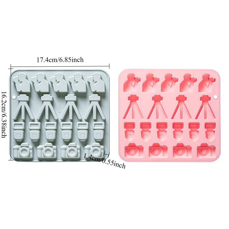 19-hole Photography Theme Silicone Mold Camera  Fondant Candy Chocolate Mould Dessert Epoxy Fudge Jelly Cake Mold Baking Tools