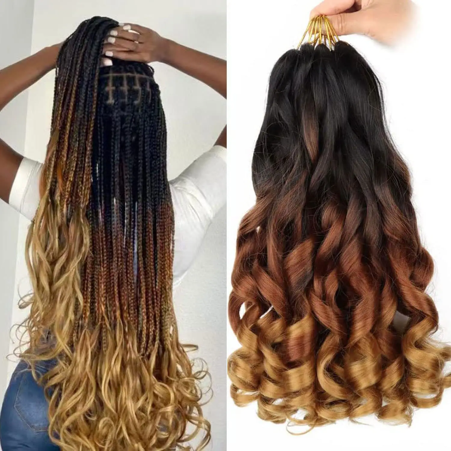 17.7inch Dreadlock Hair Extensions, Gradient Synthetic Crochet Hair, Pre-Stretched High-Elastic Dreadlock Extensions, for Women's Daily Use. Suitable for Parties, Photography, Beauty Makeup, and Other Occasions.