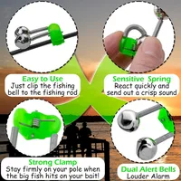 Plastic Fishing Bells Clips Fishing Rod Alarm with Dual Alert Bells Spiral Bells Fishing Bite Alarms Outdoor Night Rod Tip Clips 4
