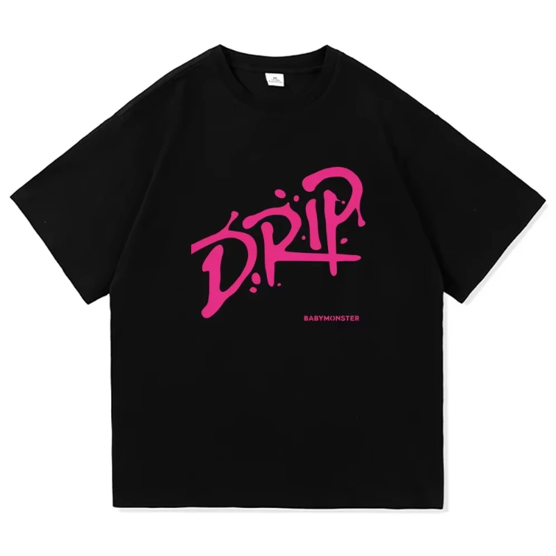 

Футболка Babymonster Drip, мода 2025 года, мужская и женская одежда, Harajuku, хлопковые топы высокого качества, летние футболки с рисунком, подарки для фанатов