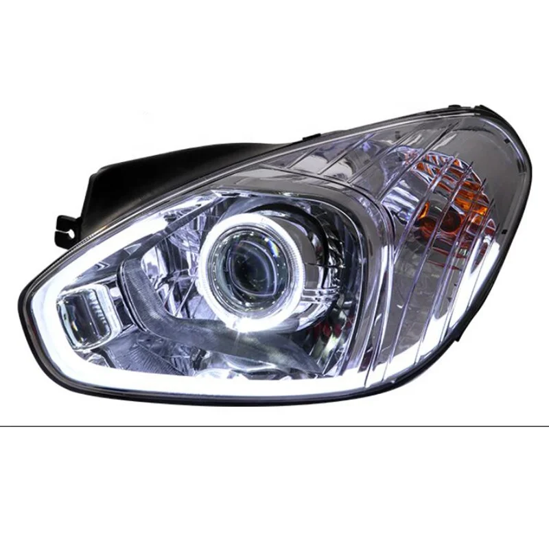 Faro delantero de coche para Hyundai Accent, lámpara de cabeza Solaris, DRL Bi Xenon Lens, 38W, Año 2006-2009