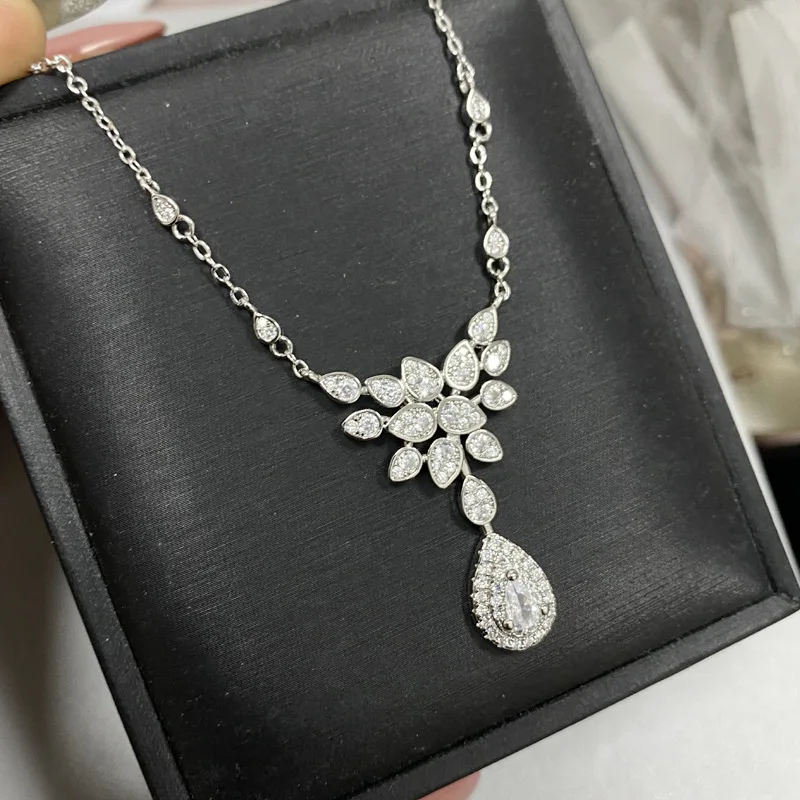 MDLFES مويسان الماس نمط مجوهرات عالية مثيرة مقلد الماس قلادة 18 كيلو زركونيا مجموعة صغيرة #2