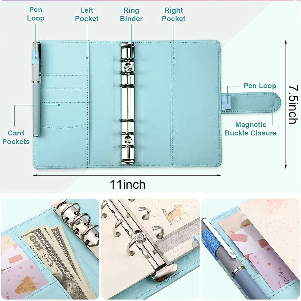 A6 Budget Binder Money Saving Wallet Notebook Planner Cash Organizer Envelopes Notebook