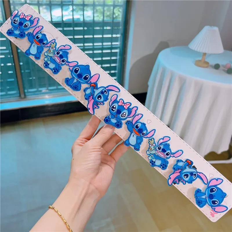 Disney Cartoon Anime Stitch Acrylic Hairclips Random 1pcs Children's Hair Accessories Traceless Hair Clip Kawaii Girl Gifts Toy