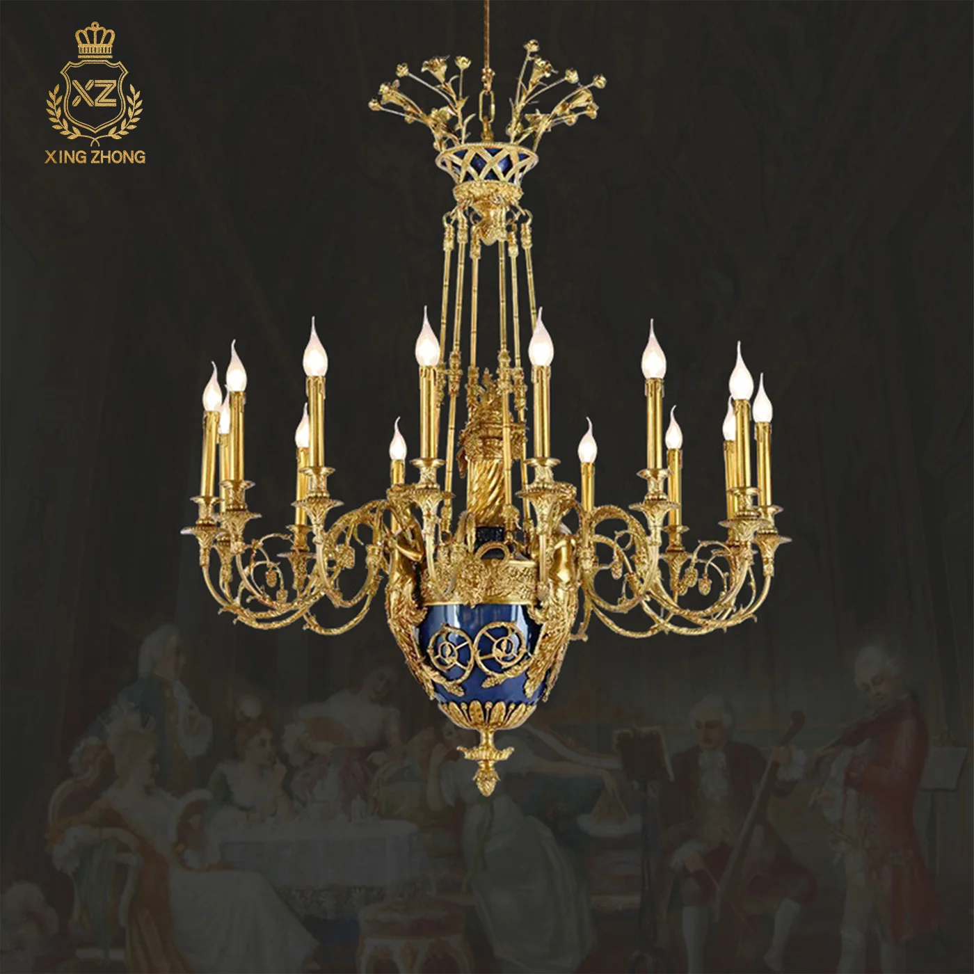 French Rococo Living Room Villa Retro Copper Chandelier Church Banquet Hall Hotel Aesthetic Decor Pendant Lamp