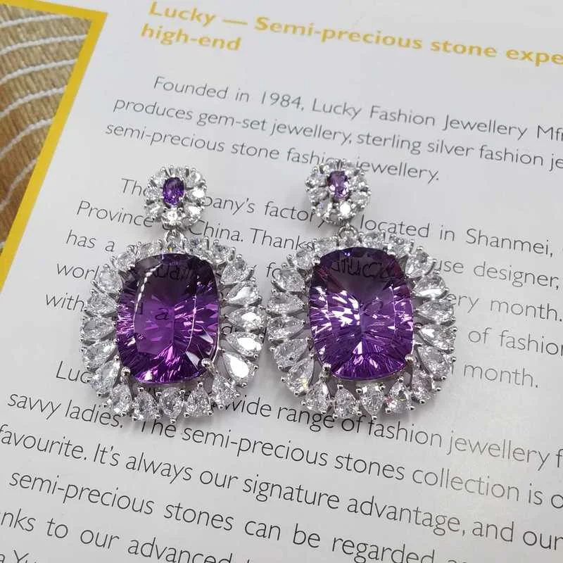 SACE GEMS Luxury Pendant for Women 925 Sterling Silver 13*18mm Natual Amethyst Pendant Necklace Wedding Party Fine Jewelry Gifts