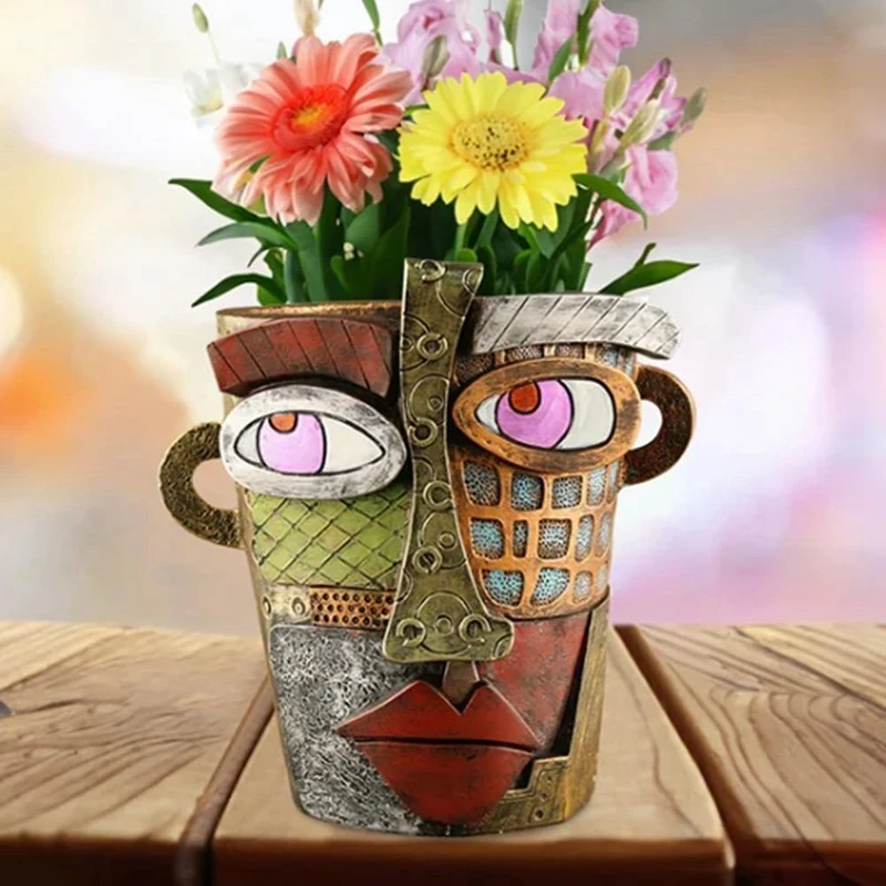 Handmade Brutalist Abstract Beauty Face Flower Pot Large Indoor Flower Pot Green Plant Pot Container image 2