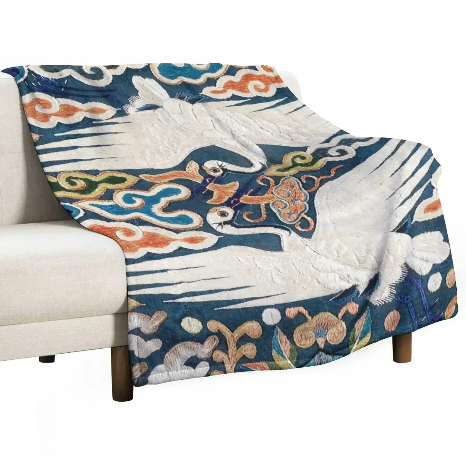 

Joseon Dynasty Korean Tapestry Asian Cranes Throw Blanket Soft Home Decor Blanket for Couch Bedroom