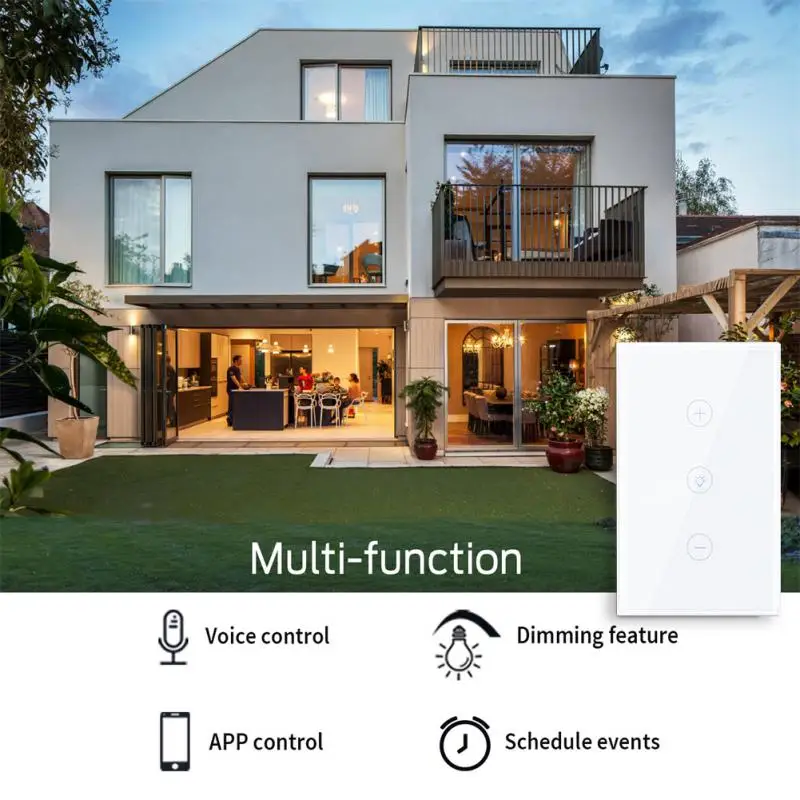Smart WiFi Dimmer Interruttore della luce Pannello touch in vetro Controllo della funzione di temporizzazione remota wireless Funziona con Alexa Google Home Assistant