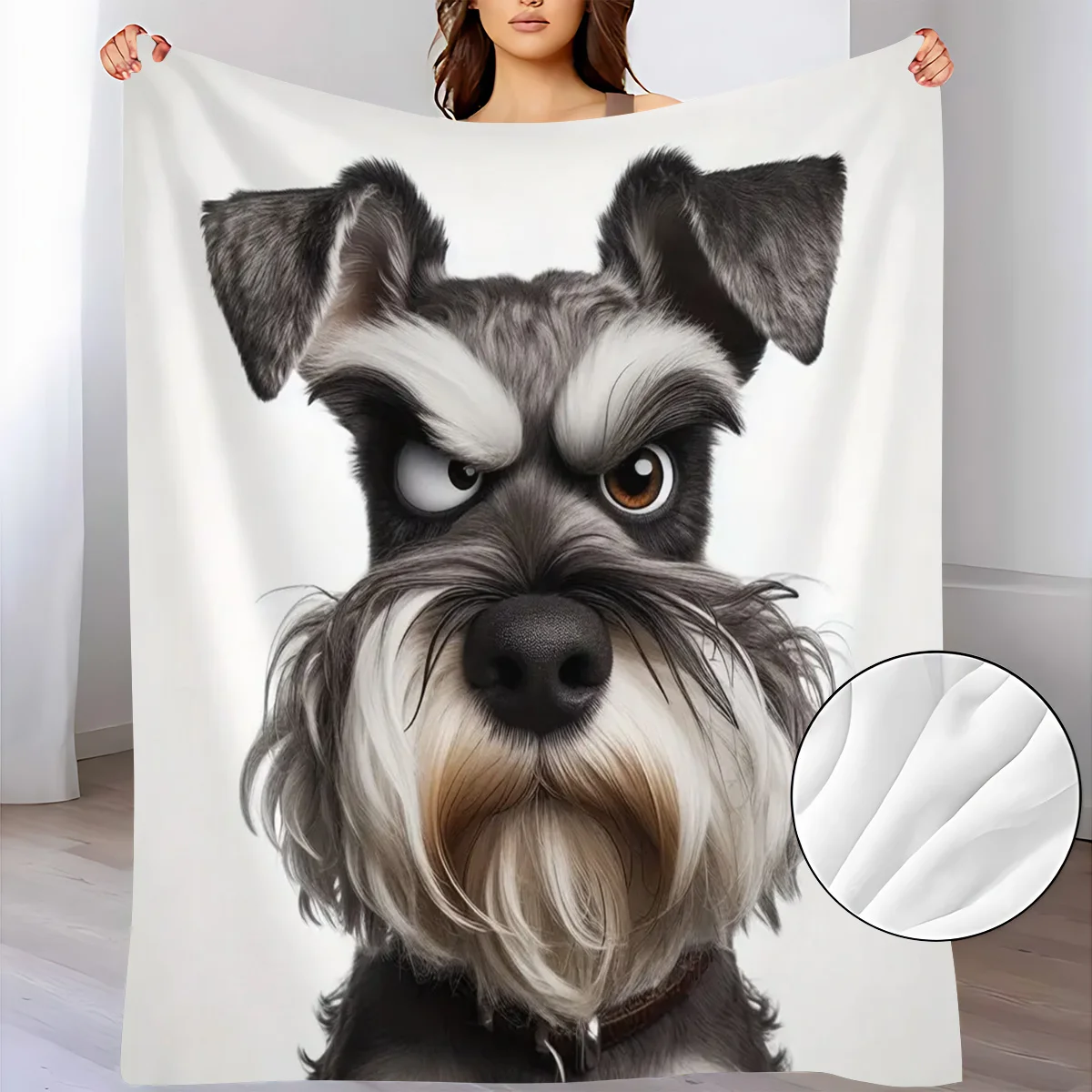 A Mini Schnauzer Patterned Fleece Throw Blanket That Is Soft And Warm, Perfect for Use on The Sofa, for Home Relaxation, As an A