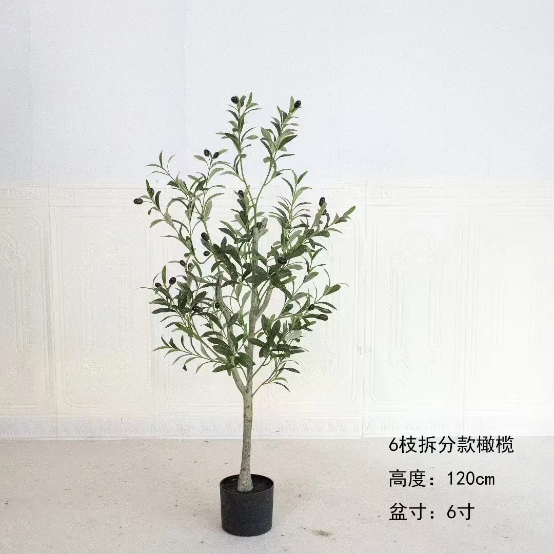 Wholesale Artificial Slim potted Olive Tree Cross Border Hot Sale Home Detachable Plastic Green Olive Trees