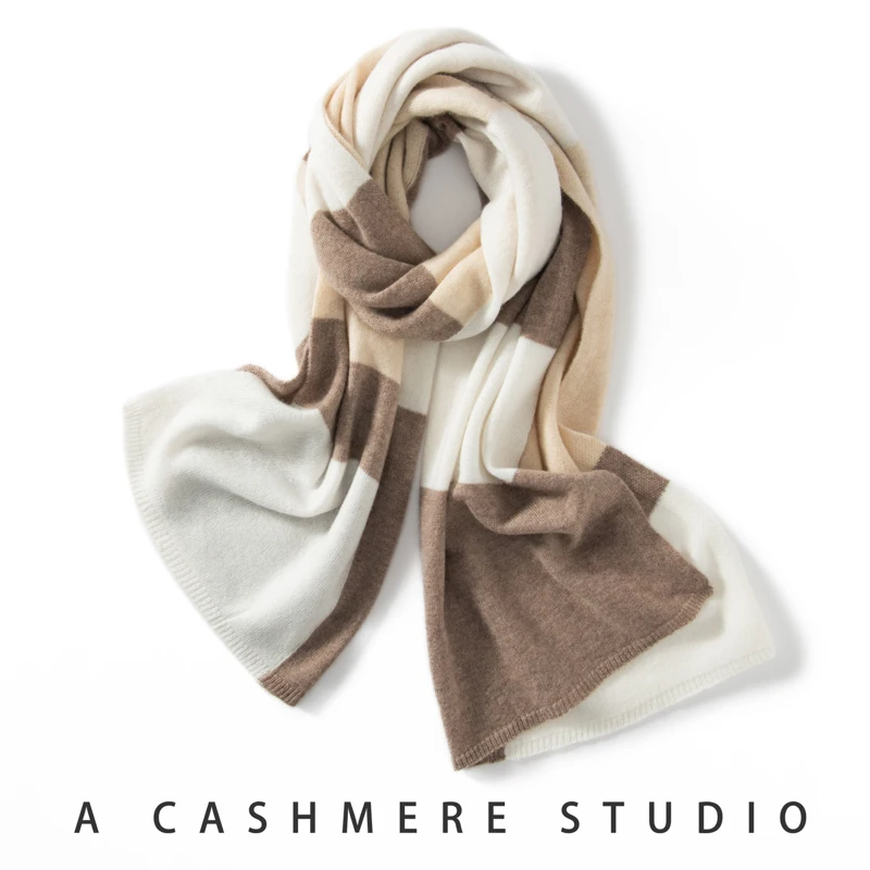 

ZYCZCXX женский длинный шарф из 100% чистого кашемира 180x60, зимний вязаный теплый уличный модный лоскутный цветной длинный шарф