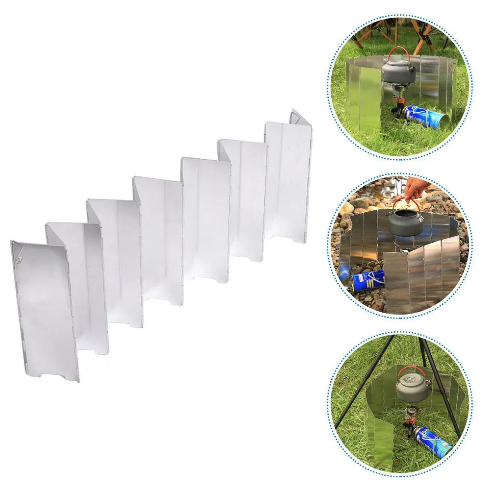 

Folding Aluminum Alloy Camp Stove Windshield Lightweight Portable Outdoor Windscreen For Camping Bbq Hiking Fuel Saving