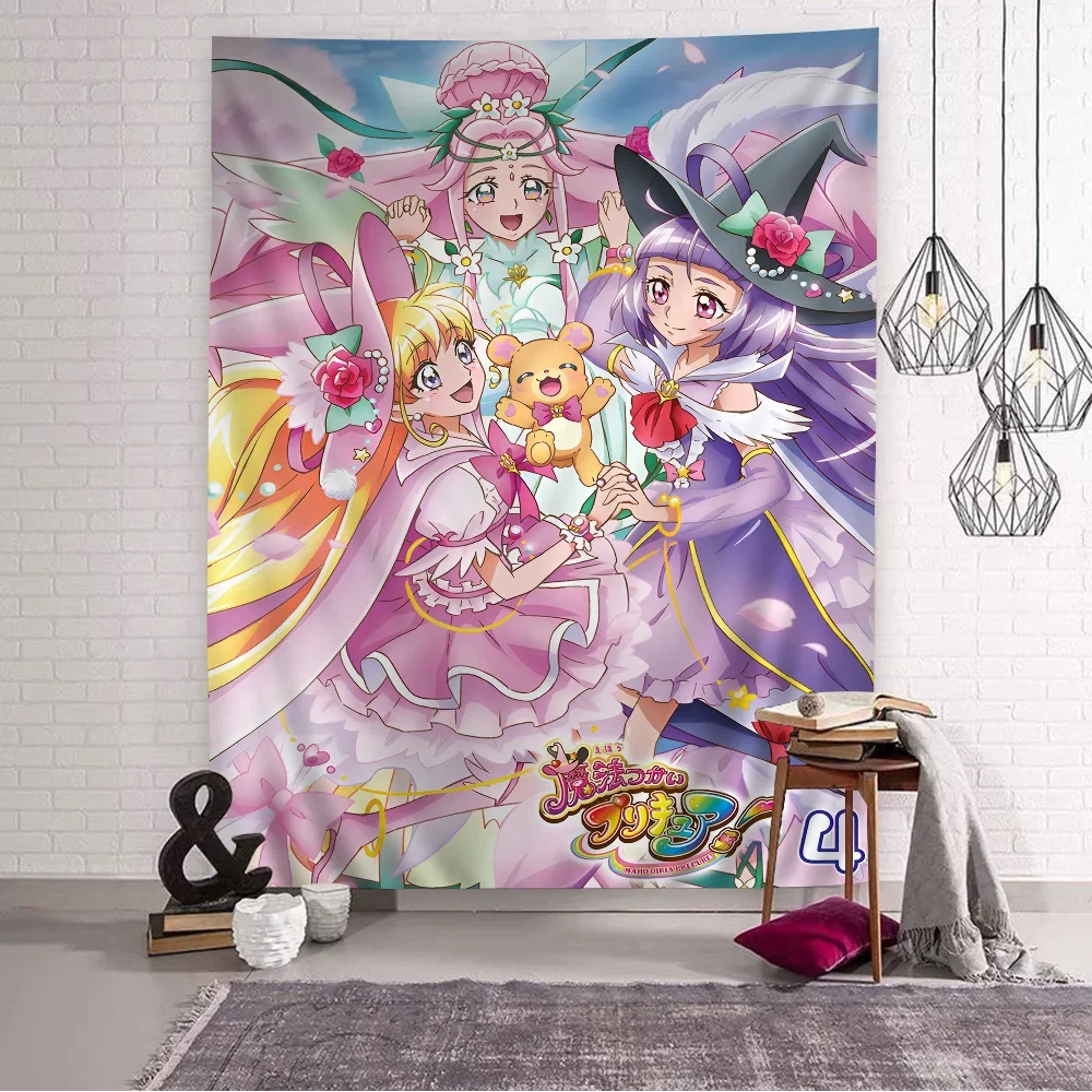 Smile Precure Cute Anime Anime Tapestry Hanging Tarot Hippie Wall Rugs Dorm Home Decor