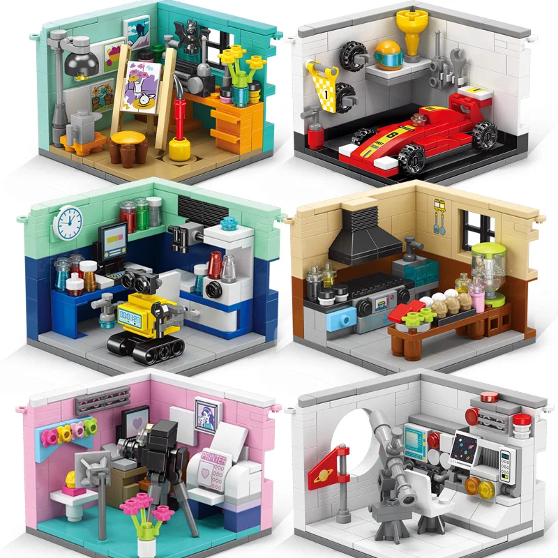 NEW Dreams House Racer Car Doctor Painter Musician Scientist Pastry Chef Cameraman Astronaut Building Blocks Kit Brick Model Toy