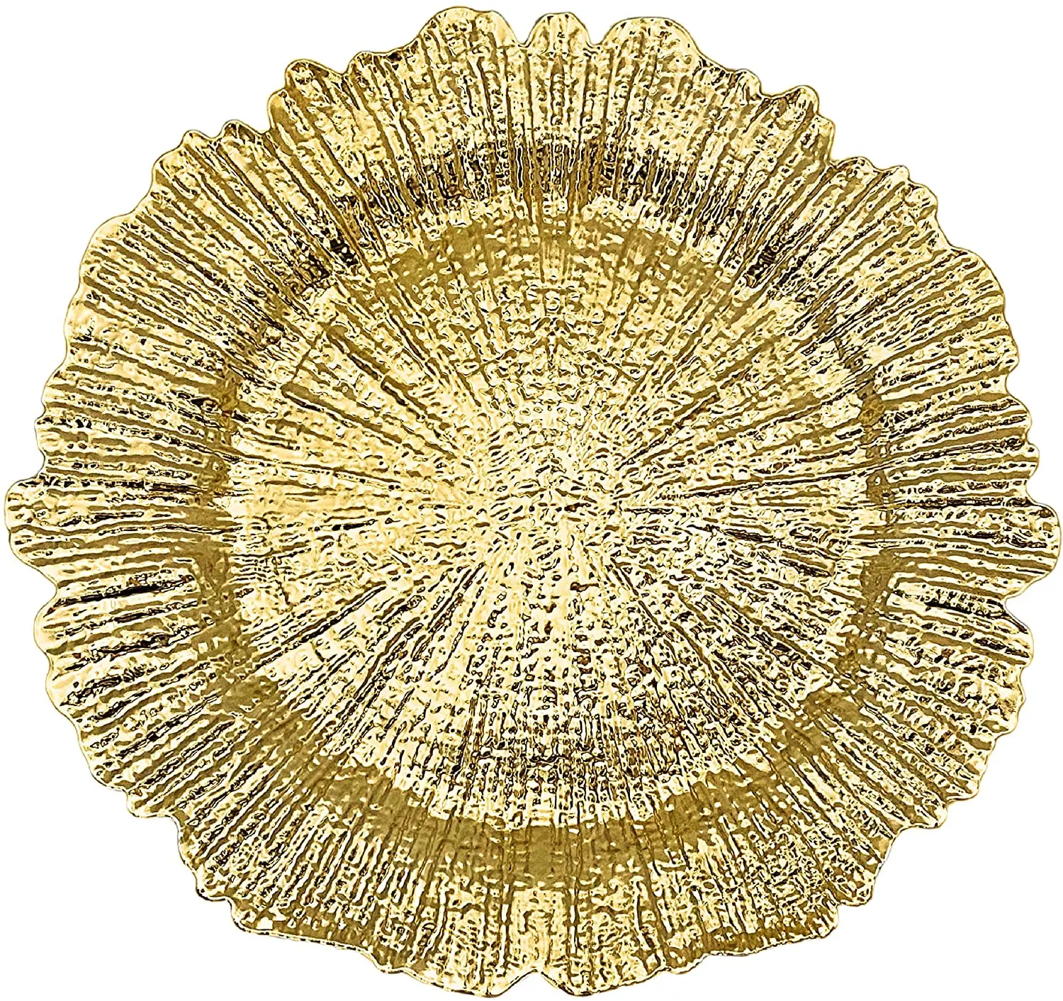 1PC Reef Charger Plate Plastic Decorative Service Plate Gold Silver Dinner Serving Wedding Christmas Decor Table Place Setting