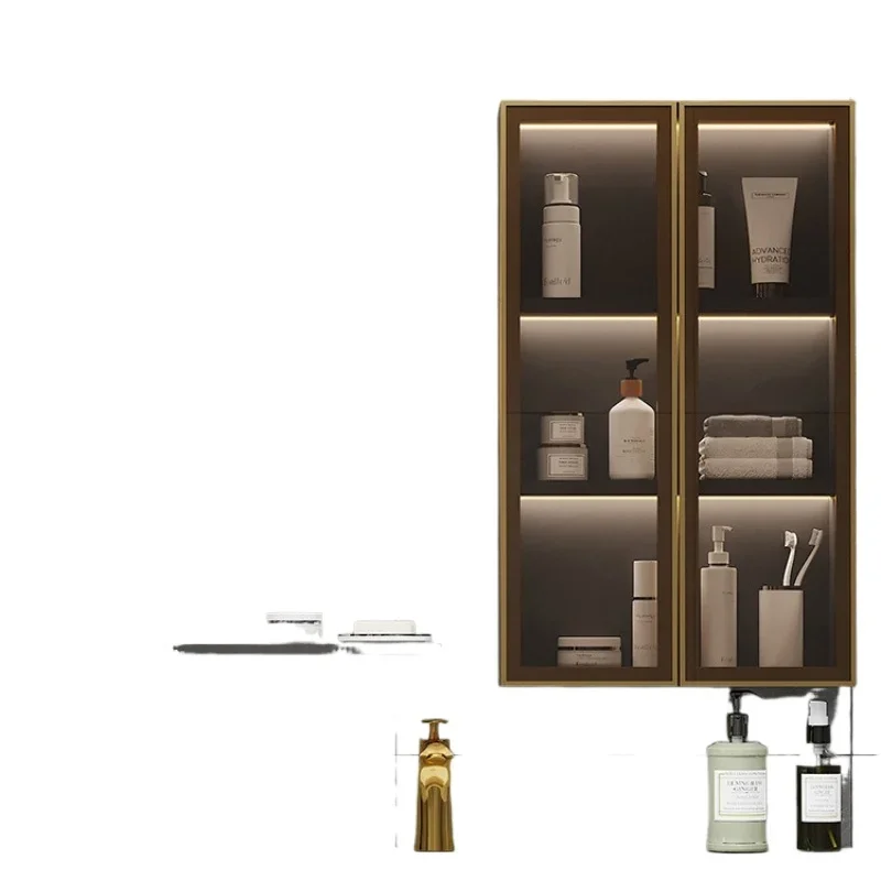 

Light luxury free punching bathroom storage cabinet, bathroom waterproof toilet, shelf above the toilet, wall-mounted cabinet