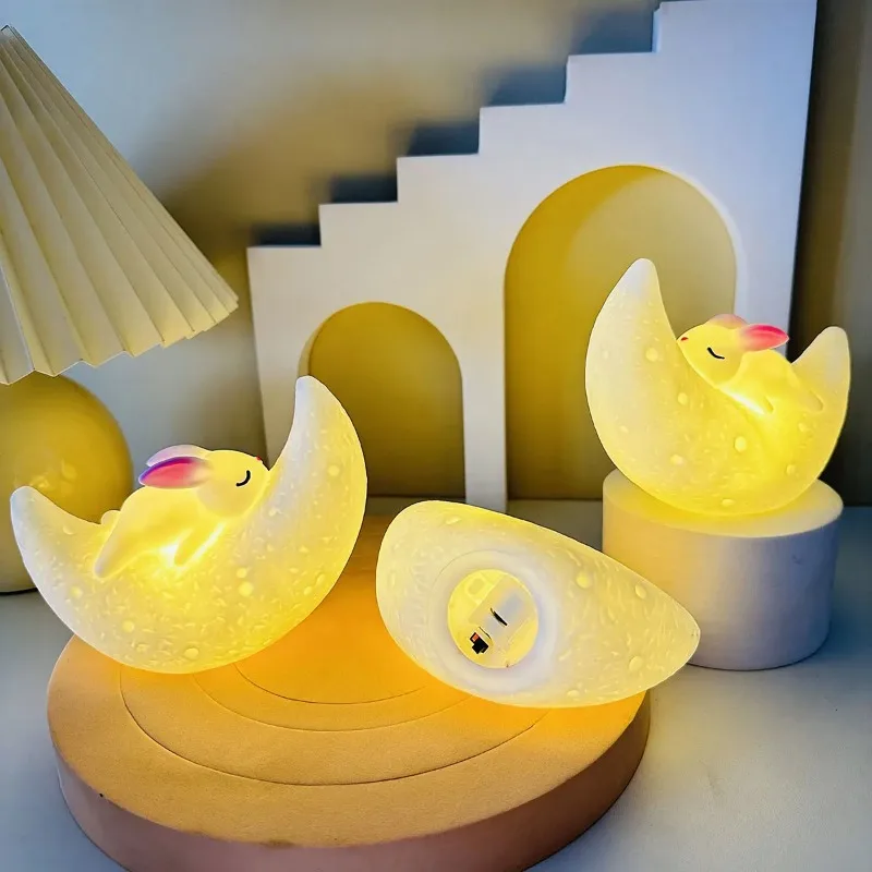 ضوء الليل النوم ضوء القمر أرنب ضوء الليل غرفة نوم السرير جو ضوء لطيف الإبداعية سطح المكتب الديكور ضوء لينة