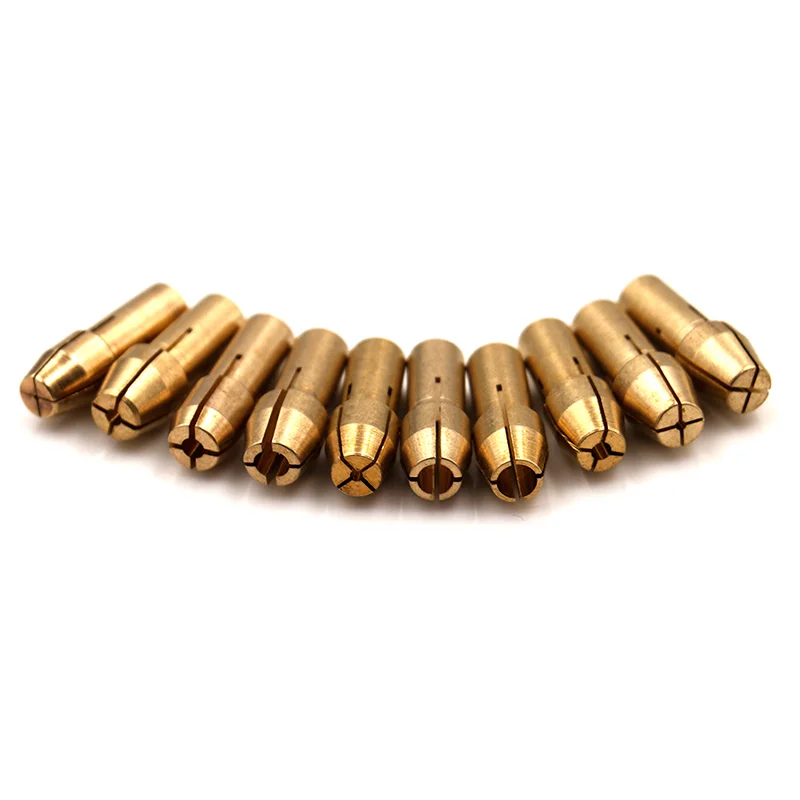 10pcs/set 0.5-3.2mm 4.8mm Shank For Power Rotary Tool Three-jaw Motor Accessory Electric Grinder Brass Drill Chuck Collet Bits