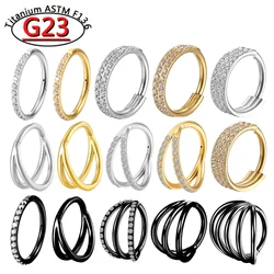 16G G23 Titanium Piercing Nose Rings Hinged Segment Ear Cartilage Tragus Earrings Helix Hoops Septum Clicker Piercing Jewelry