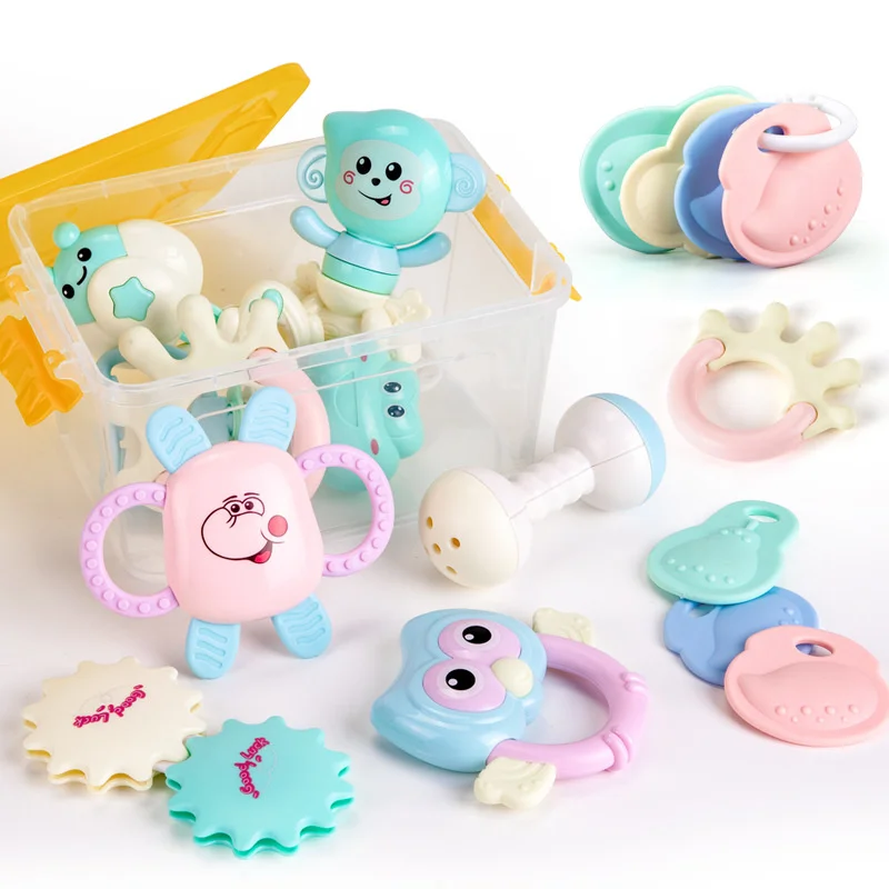 Baby hand bell toy gum puzzle 0-3-6-12 month old baby newborn mother and baby store gift box