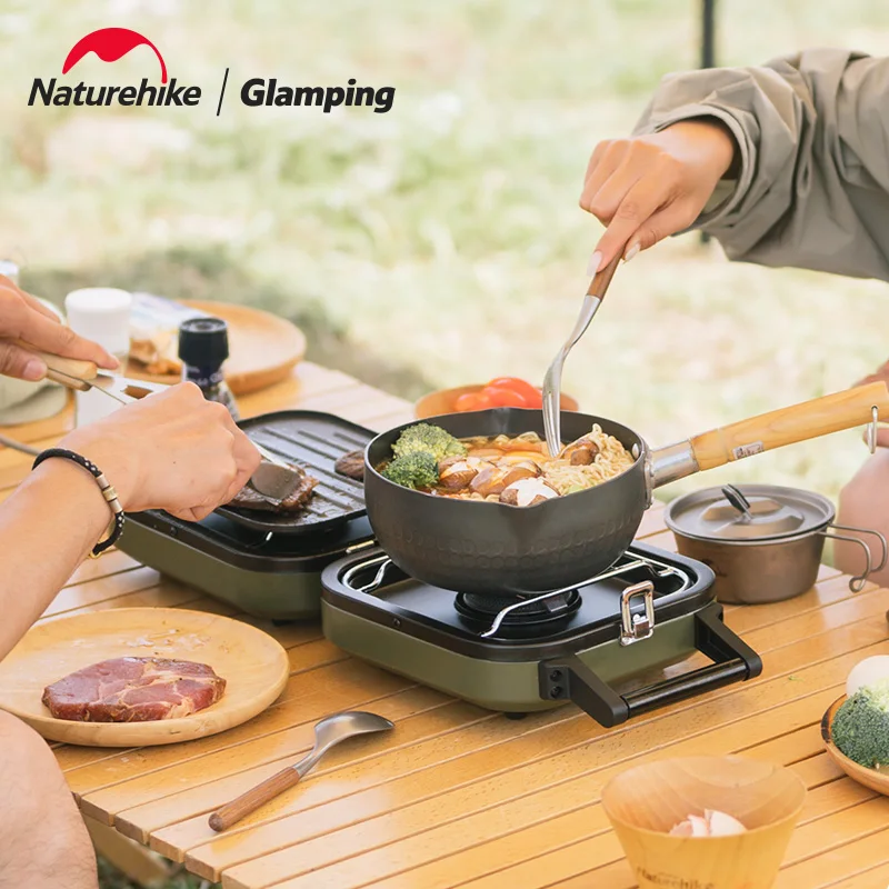 Naturehike New Double-Fire Folding Gas Stove Outdoor Portable Gas Stove Camping Cookware Outdoor Picnic Cooking High-Power Stove