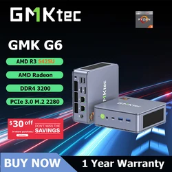 GMKtec G6 AMD R3 5425U Мини-ПК 4-ядерный 8-поточный 16 ГБ DDR5 1 ТБ SSD Игровой компьютер Win 11 Мини-компьютер ПК Настольная рабочая станция