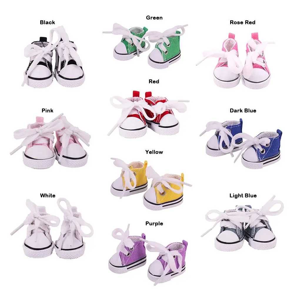New 4.5Cm Length Doll Shoes Solid Color Lace Up High Top Sneakers Kpop Dolls For 17cm For Doll Accessories Doll Toys