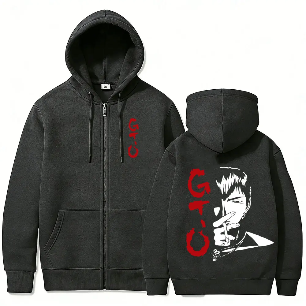 Anime Great Teacher Onizuka GTO Eikichi Onizuka Face Graphic Zipper Hoodie Herren Damen Vintage Oversized Manga Zip Up Jacke Mantel – Detail 5