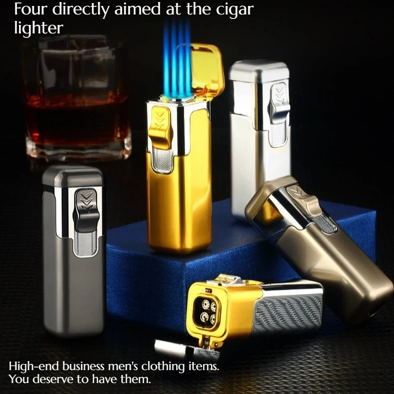 

High Quality 4 Straight - High-end Business Men's Must-Have Inflatable Windproof Cigar Lighter Cigarette Accessories Gift