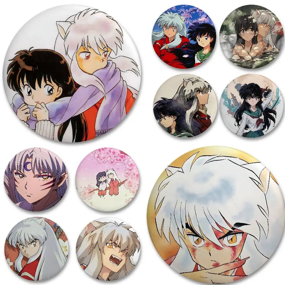 Insignias de Amine I-Inuyasha, Pin de botón suave, icono impreso brillante, regalo para amigos, insignia, broche para Collar, Pin de solapa de Metal