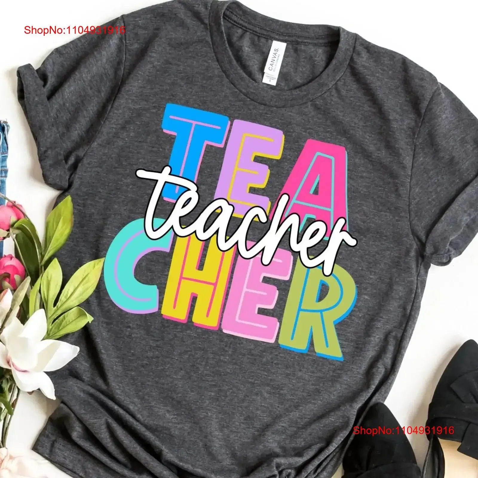 

Colorful Teacher T Shirt Teaching Field Trip for Teachers Teach vintage Washed Casual Slightly Stylish homme Comfortable