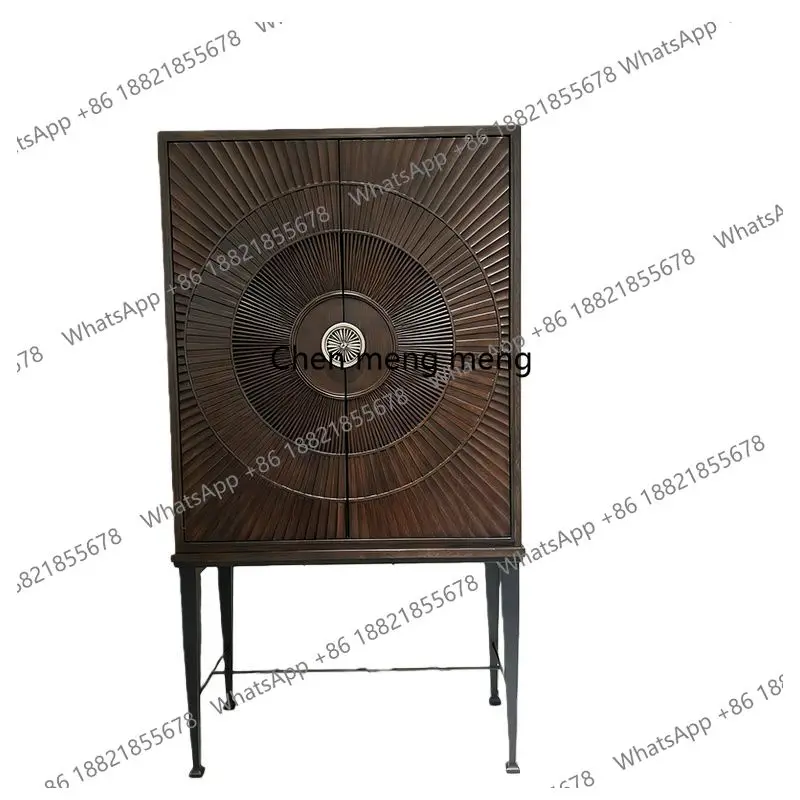 

retro Chinese solid wood wine cabinet/French American living room carved locker/floor display cabinet