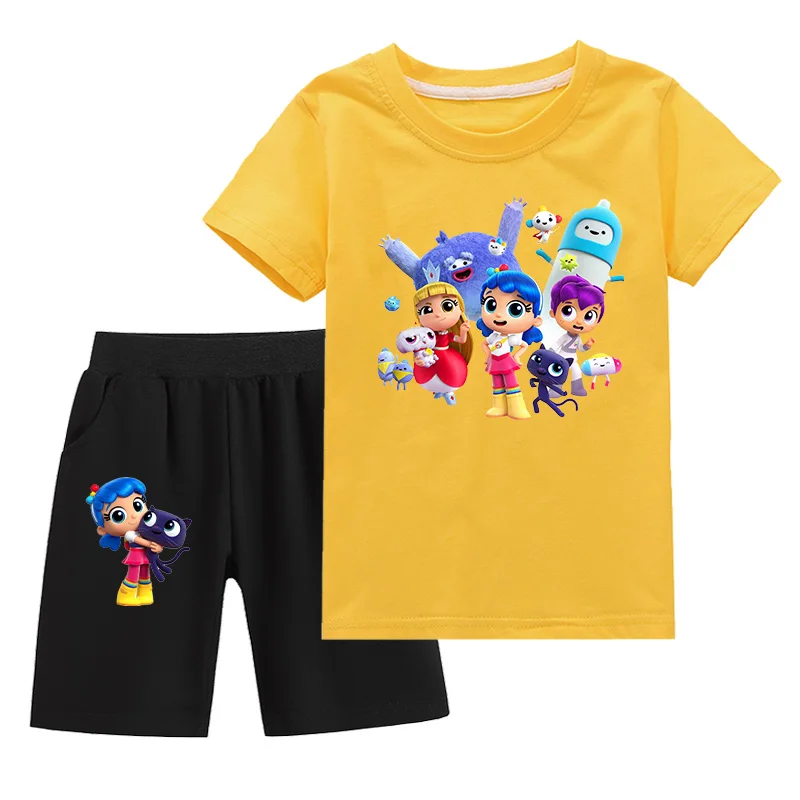 New Summer Baby Girls True and the Rainbow Kingdom Print Anime T-shirt Short Suit Cartoon Cotton Casual Fashion Clothing Set