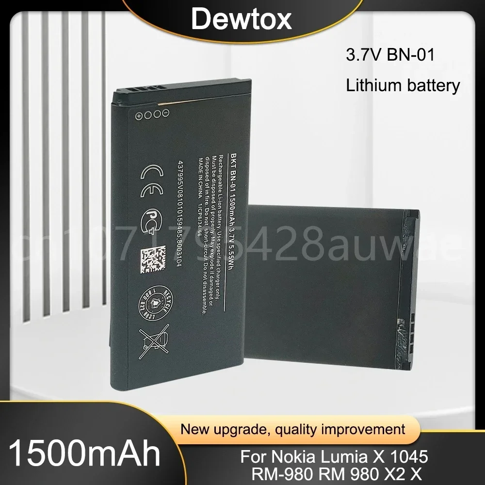 BN-01 แบตเตอรี่สําหรับ Nokia Lumia X 1045 RM-980 X2 X + Plus 1013 X2DS ฿ 980 โทรศัพท์มือถือ Batterie Bateria 1500mAh