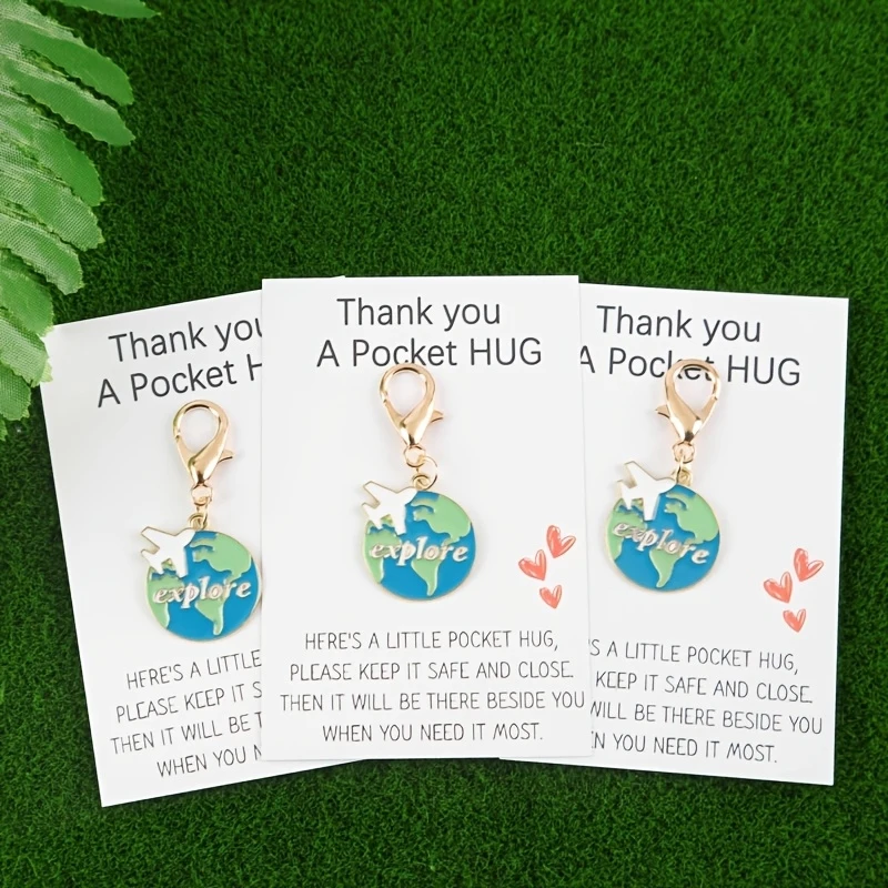 Travel Exploration Theme Keychain – Airplane World Map，Including inspiring bag charms，I am a travel enthusiast，Graduation Day，Th