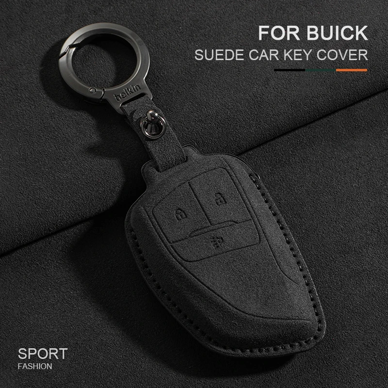 

Suede Leather Car Key Cover Case For Buick Envision S Plus Avenir Chevy Tahoe Key Protector Shell Fob Keychain Auto Accessories