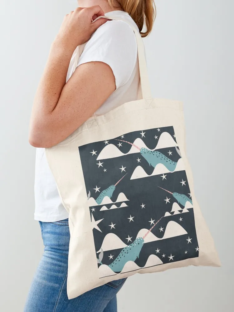 swimming narwhal Tote Bag custom bags Women's bag Shopper Canvas Tote Bag