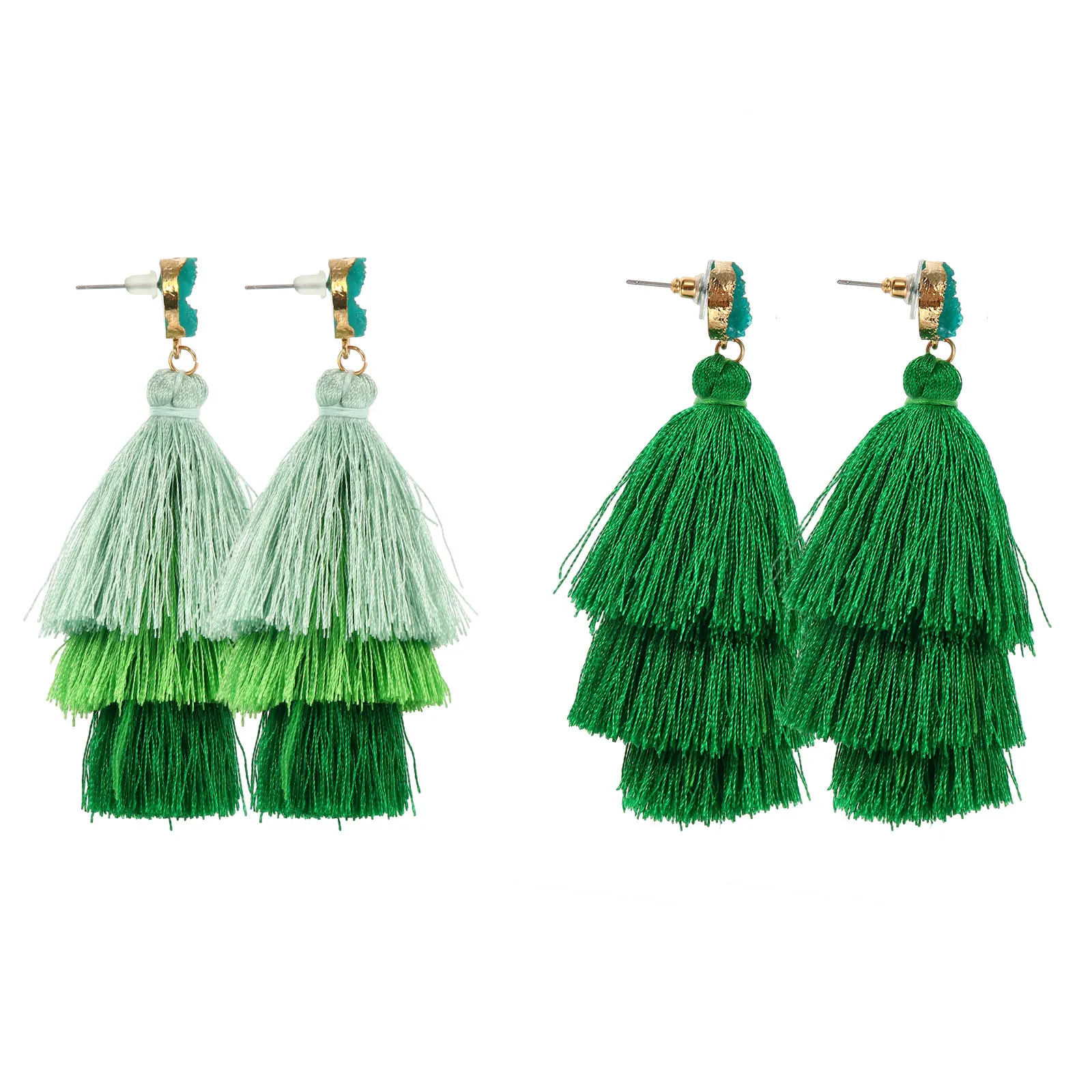 

2Pairs Bohemian Style Tassel Earrings for Women Sterling Silver Patrick Party Accessories Charm Decorations