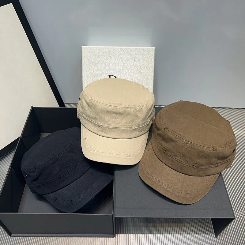 Unisex Washed Cotton Cadet Hat Adjustable Flat Top Cap Outdoor Sun Protection Baseball Cap for Men Women