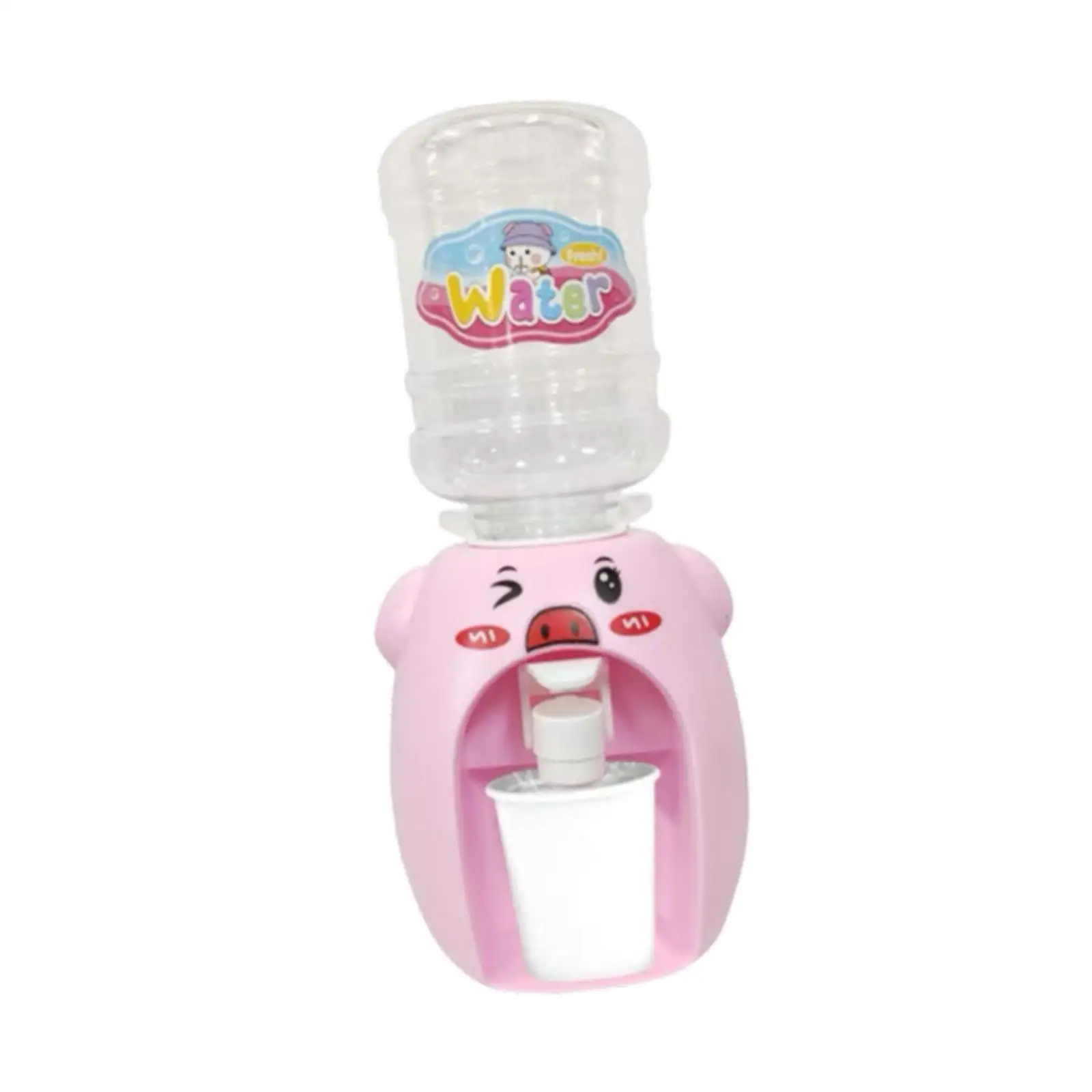 Miniature Water Dispenser Toy Animal Drinking Fountain ABS Material Cute Pig Shape Pretend Play Kitchen Decor for Children