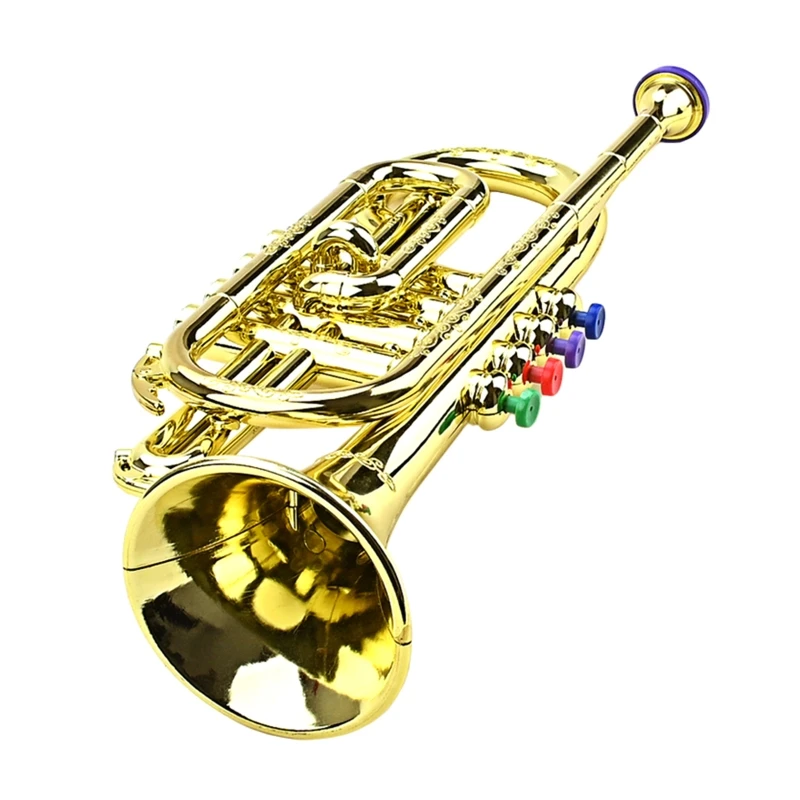 

Wind Instrument Gold Trumpet Trumpet Golden Coated Children Preschool Music Toy