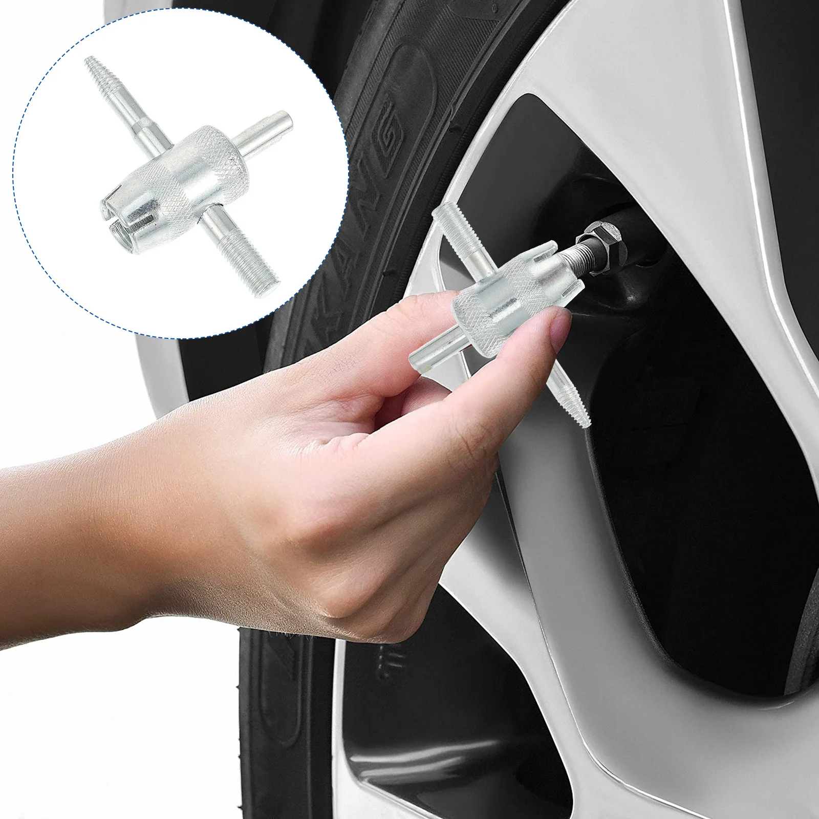

8pcs Car Tire Valves Core Screwdriver Tool High Carbon Steel Auto Valve Remover Repair Kit For Inner Outer Threads