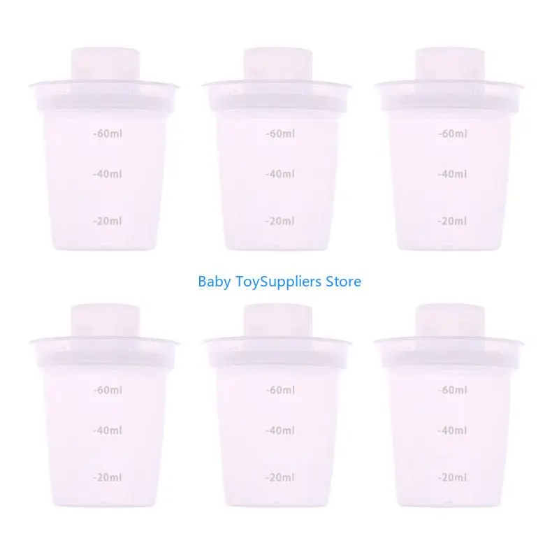 

R1WF 6 Pieces Portable Milk Powder Dispensers 60ml Design for Infant Feeding Travel
