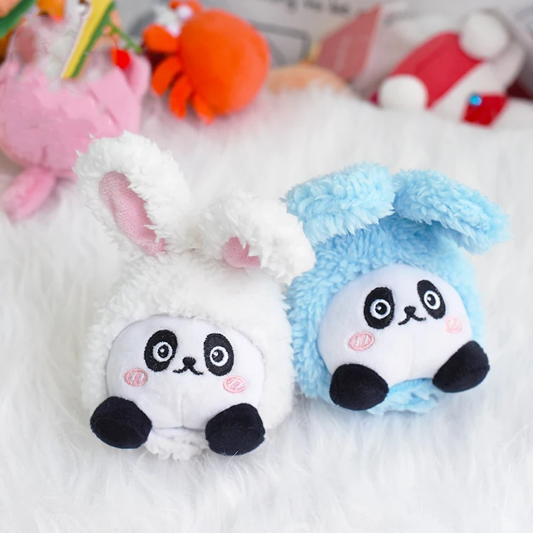 New Creative Panda Rabbit Keychain Pendant For Women Hot Sell Cartoon Cute Bunny Plush Toys Birthday Gift For Kids Jewelry Doll